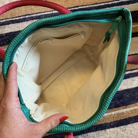 Vintage Geometric Handbag Purse 80s Colorful‎ Multicolor Resort Vacation Woven - Picture 7 of 9